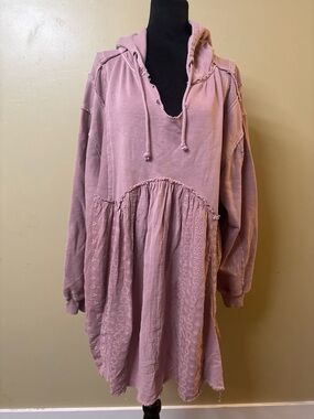 Free People Mauve Oversized Pullover Hoodie Dress